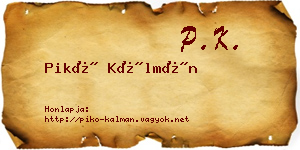 Pikó Kálmán névjegykártya